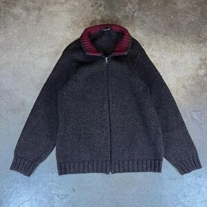 Vintage 90s Colerige Brown & red zip up sweater Size men's large